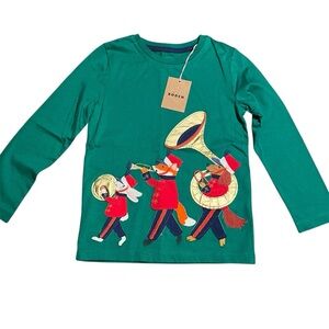 Mini Boden NWT Shirt Boys 5-6 Animal Appliqué Band Green Long Sleeve